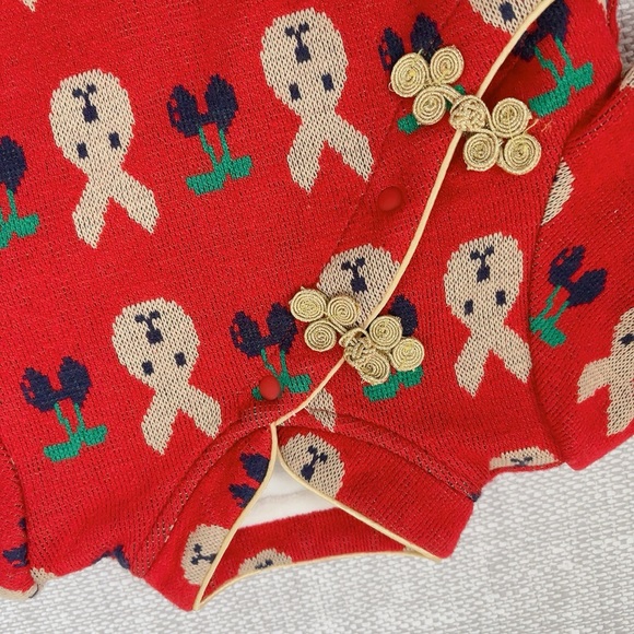 Chinese QiPao Red sweater long sleeve bodysuit - Picture 10 of 11